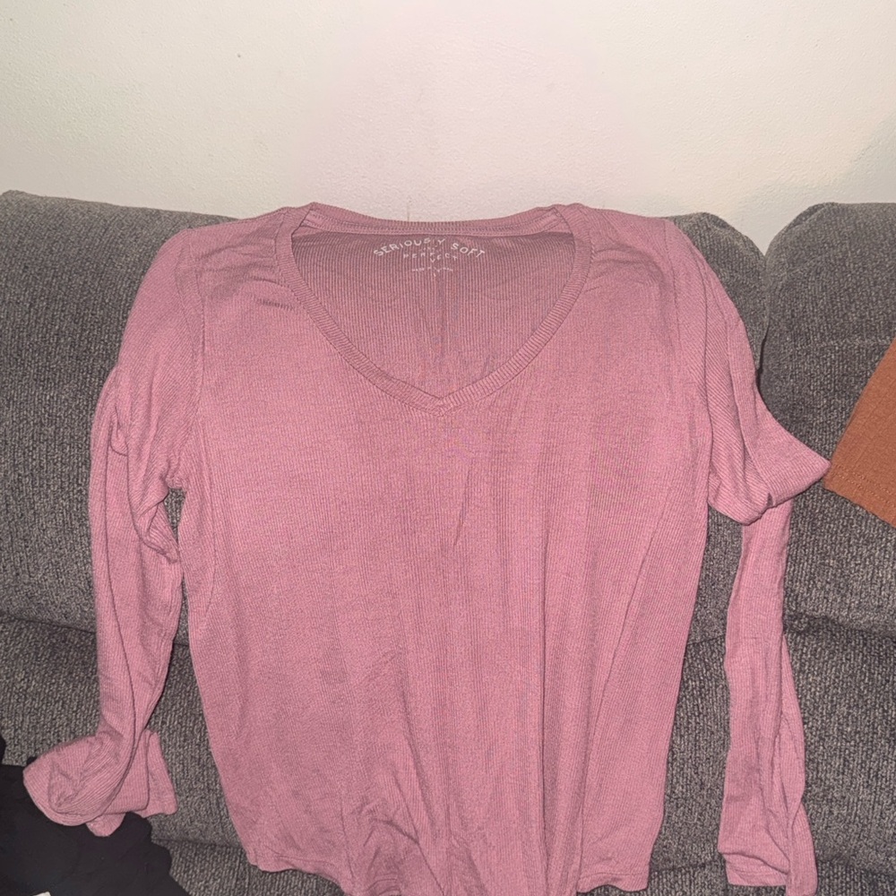 Women's Pink V-Neck Top
